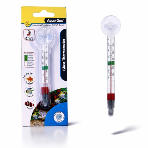 Aqua one glass thermometer - aqua,